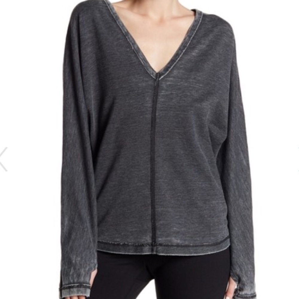 Free people charcoal long sleeve shirt